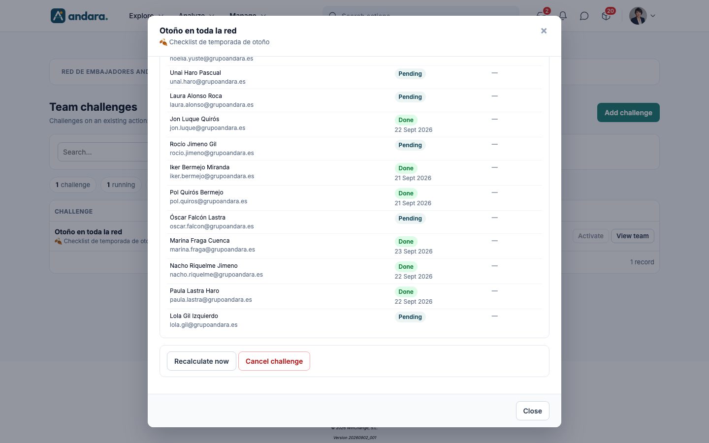 End of the detail with the Recalculate now and Cancel challenge buttons