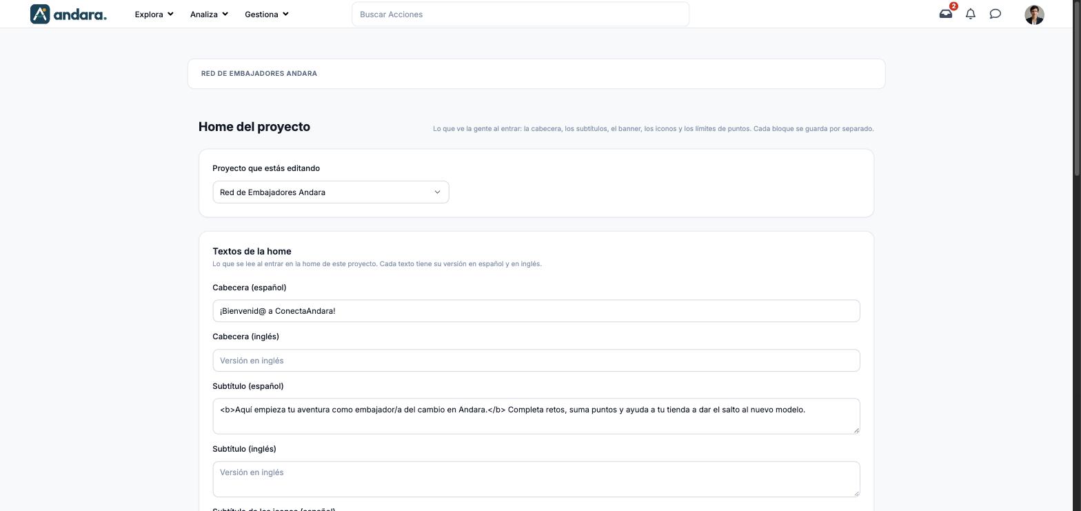Bloque Textos de la home con la cabecera y el subtítulo en castellano rellenos y sus versiones en inglés vacías